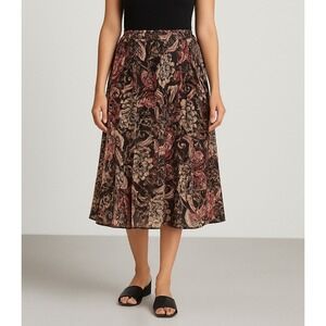 JM Collection Women's Size 8 Boho Floral Print Maxi Skirt Black Pink Beige‎